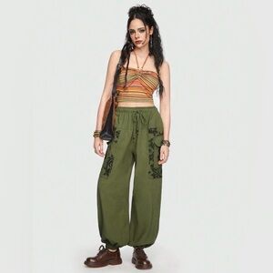 Olive Green Women's Cargo hippie Pants